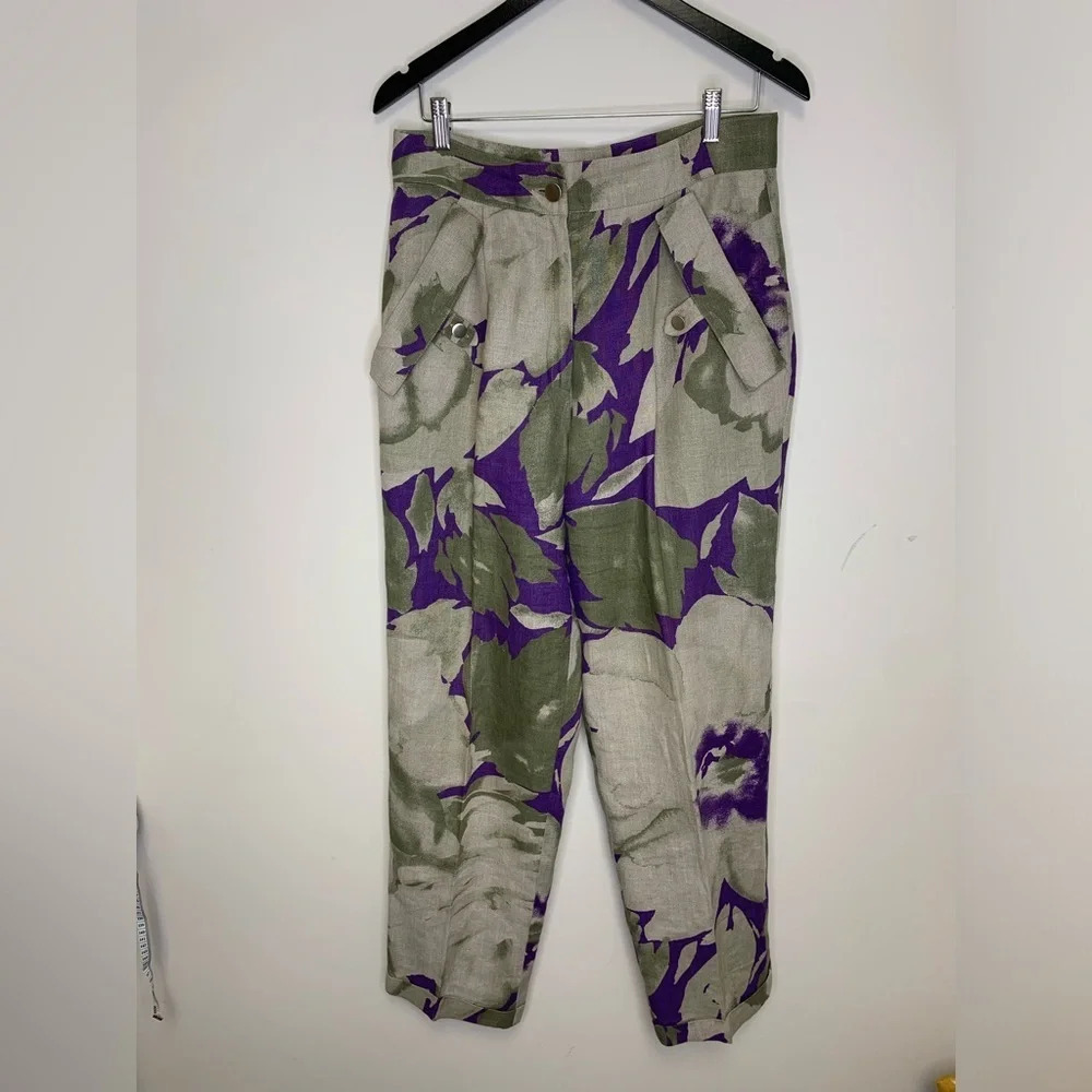 Vintage Dino  Valiano Linen Viscose Blend  High Rise Pants Size 40 Resort Wear